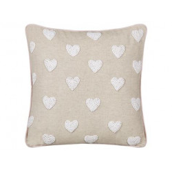 Coussin coton brodé naturel - Décoration élégante
