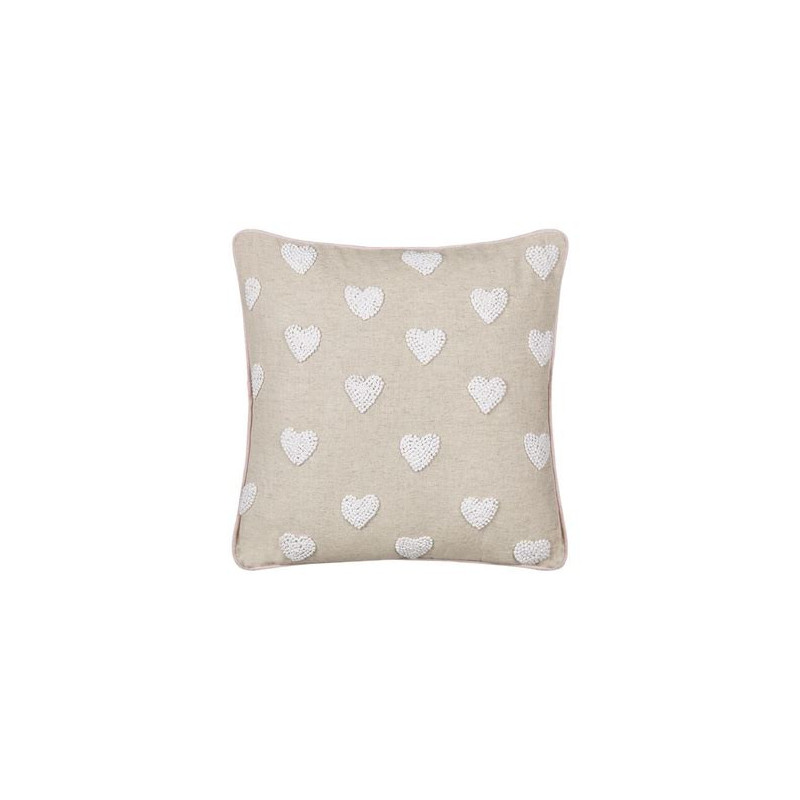 Coussin coton brodé naturel - Décoration élégante